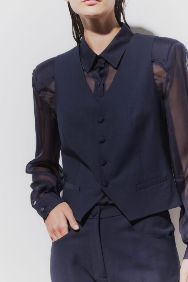 Navy wool women’s waistcoat