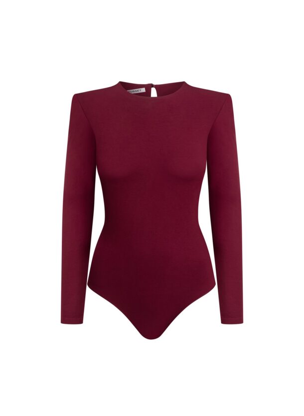Burgundy long-sleeve viscose bodysuit
