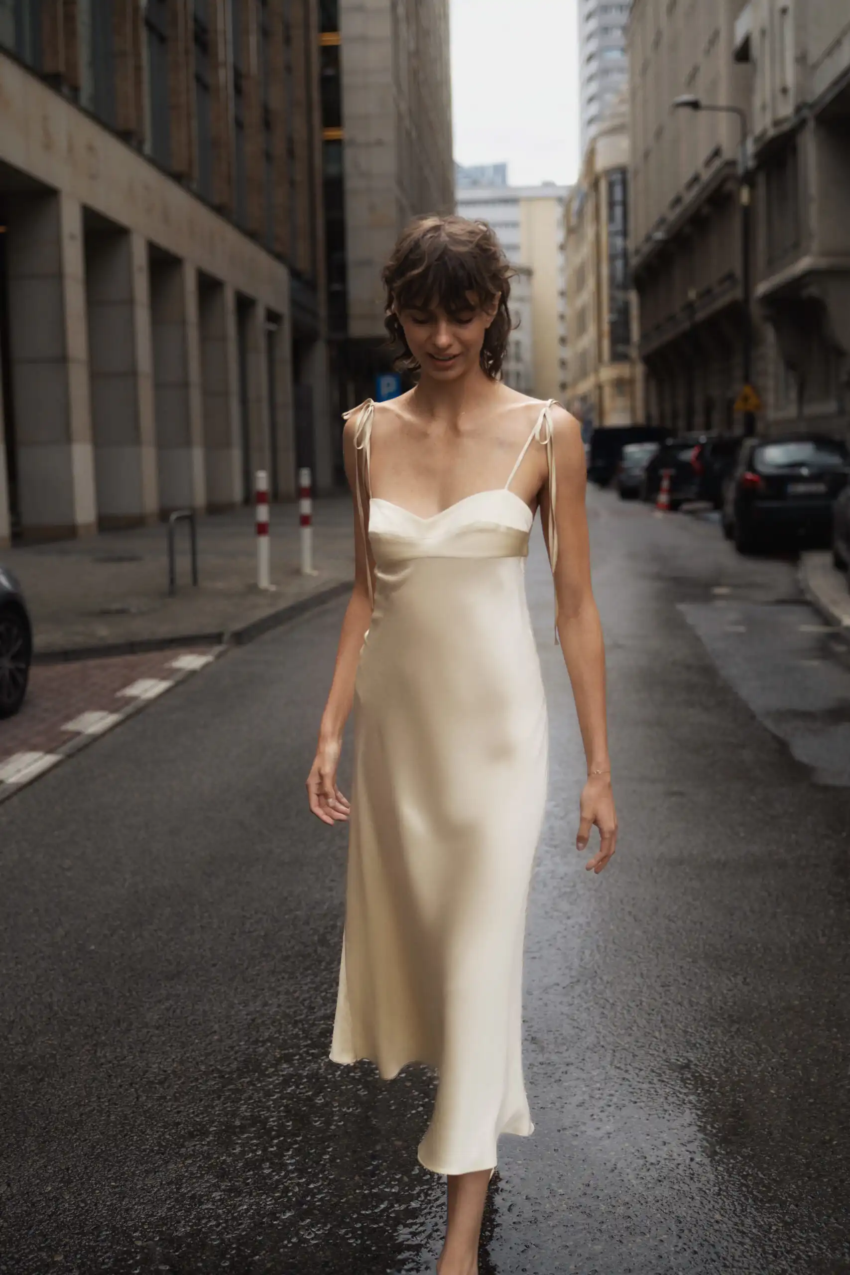 BILLY dress with tie straps in blue - Image 2