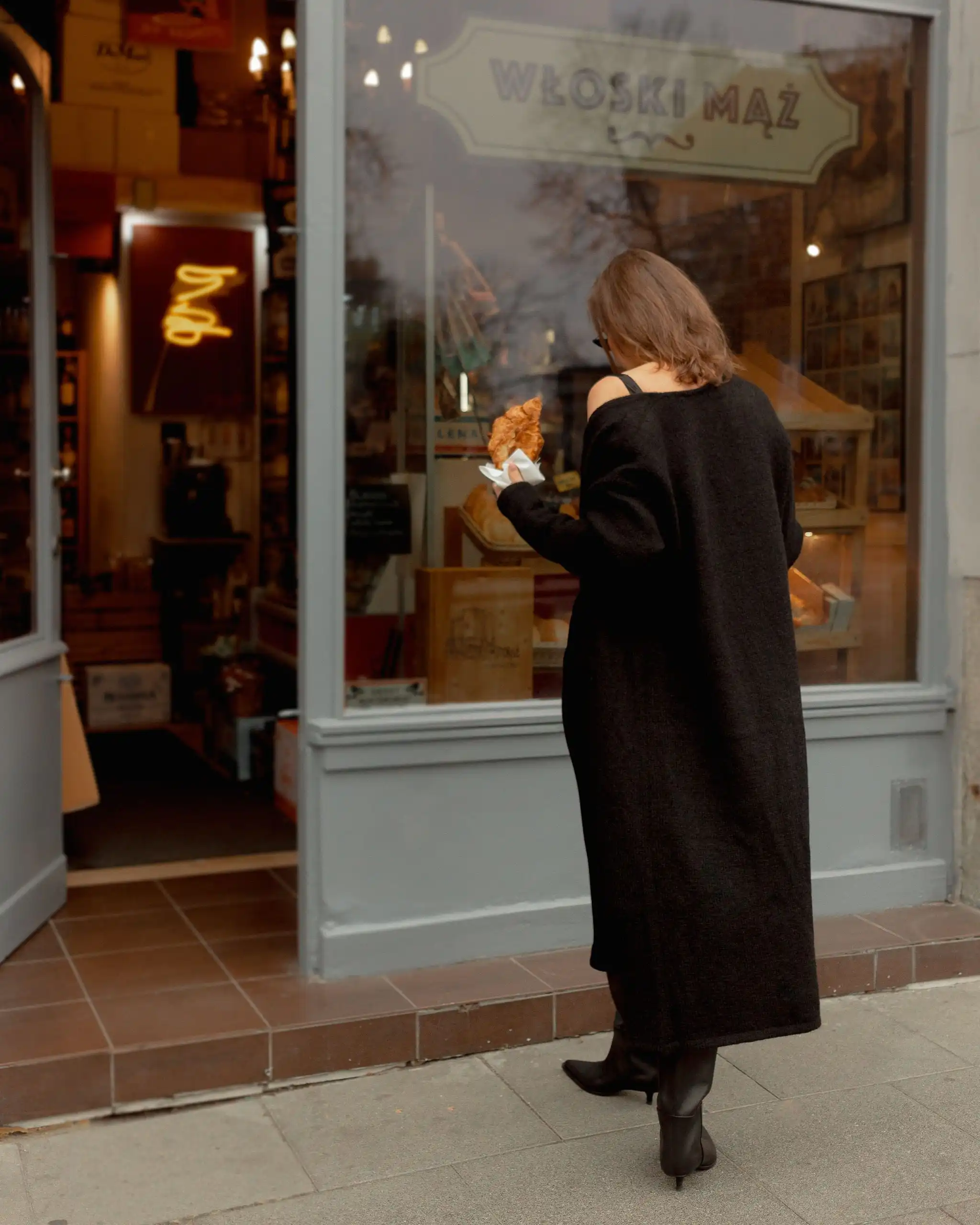 Long black Suri alpaca & merino wool cardigan. - Image 7