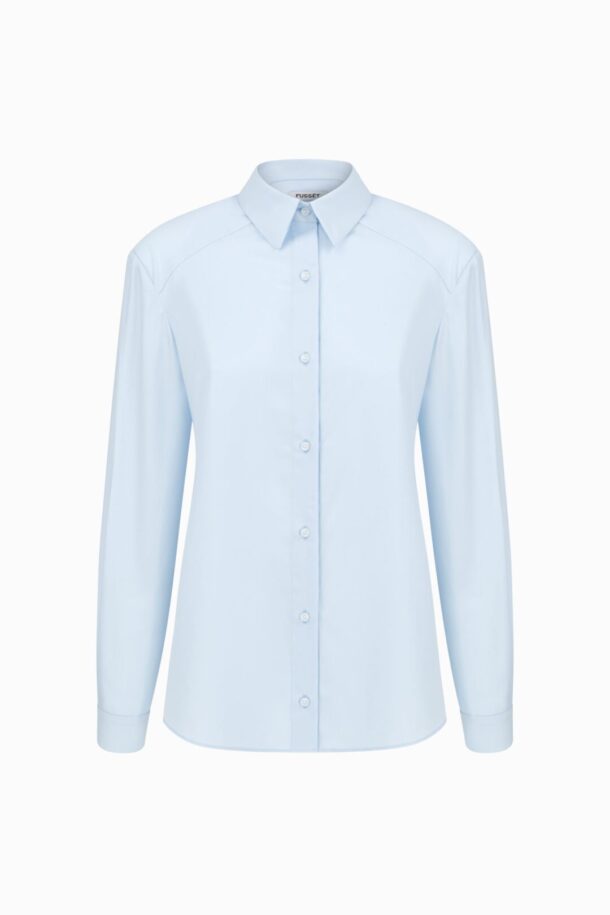 Oversized cotton shirt in light blue