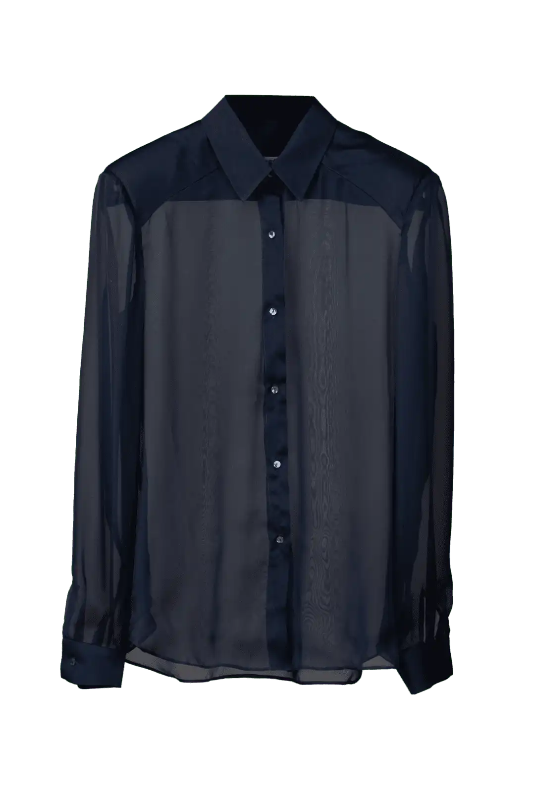 Sheer black shirt in cotton with a silk blend - Image 3