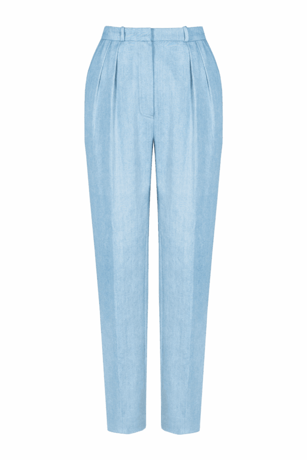 Light blue high-waisted denim trousers