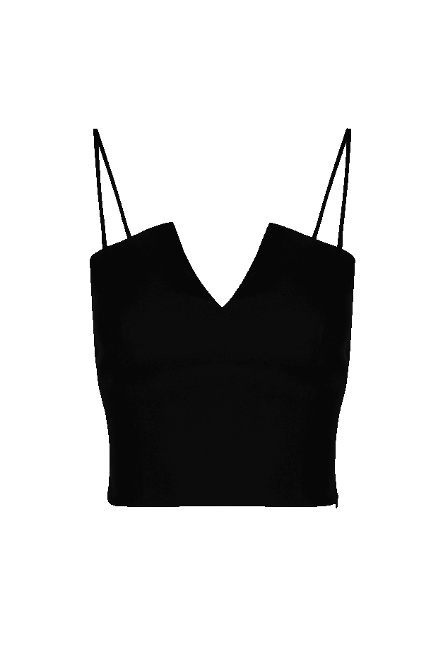 Black wool camisole with thin straps