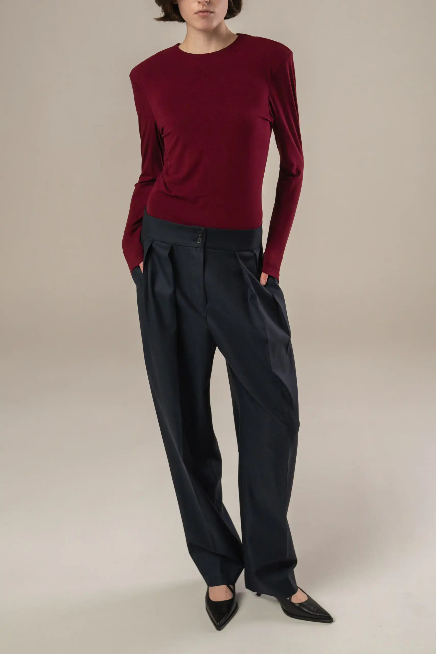 Burgundy long-sleeve viscose bodysuit - Image 4