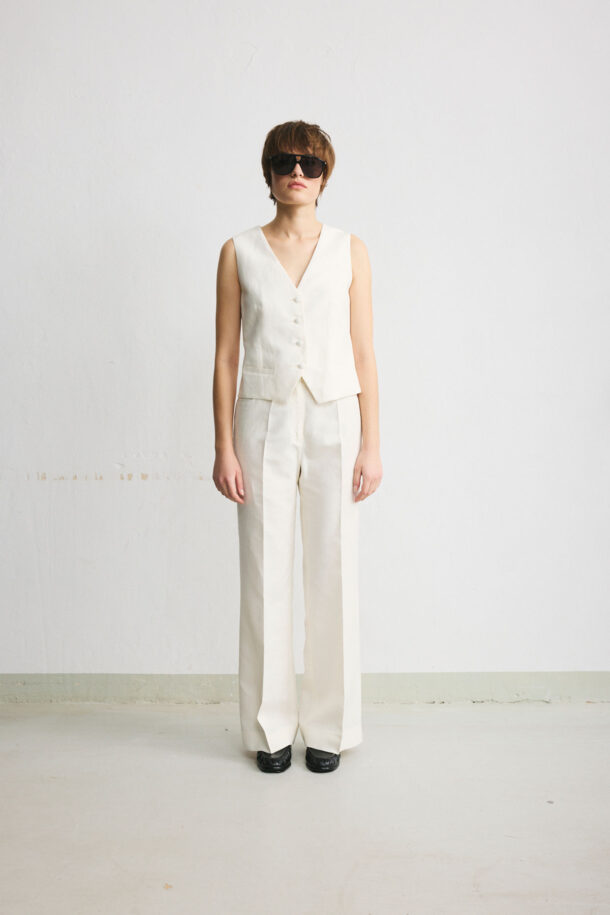 Cream Loro Piana linen-and-silk vest