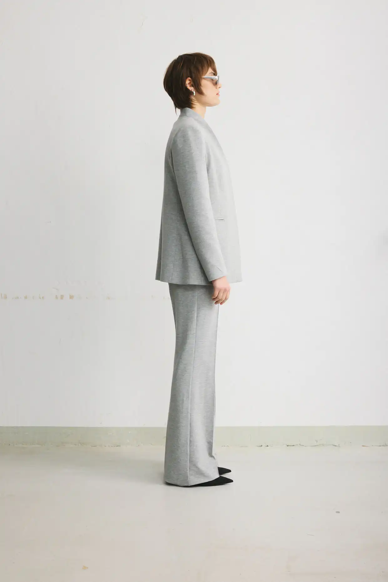 Women’s tailored cotton blazer in grey melange - Image 4