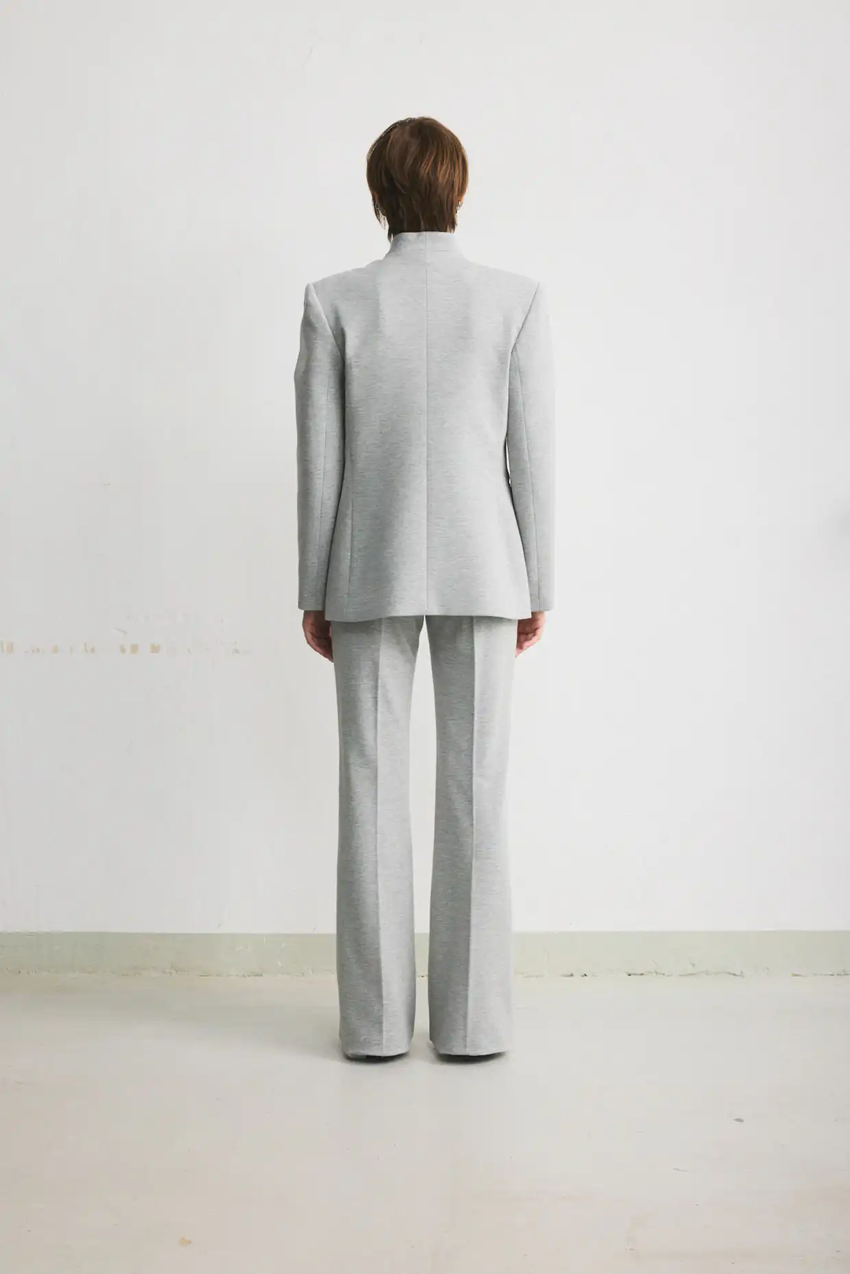 Women’s tailored cotton blazer in grey melange - Image 3