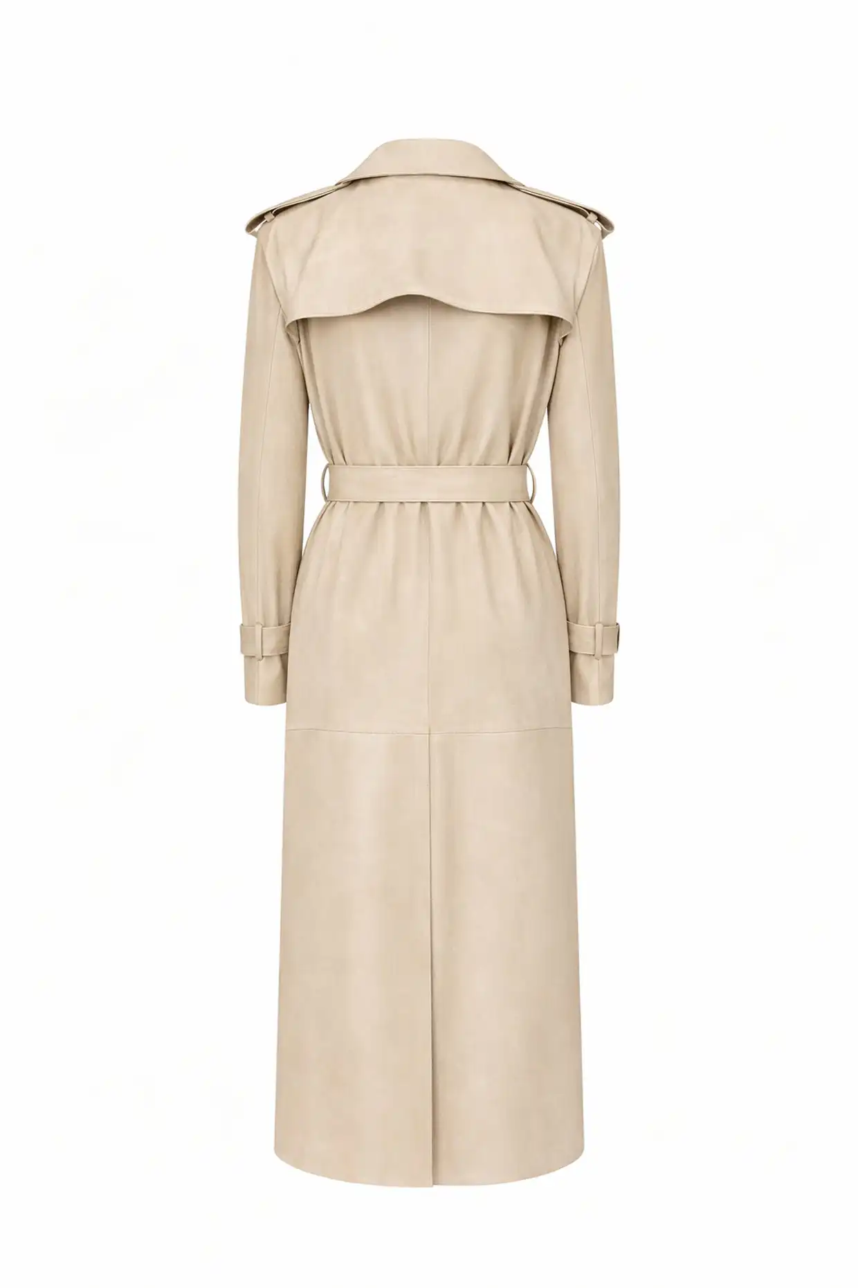 SAN REMO beige long leather trench coat. - Image 3
