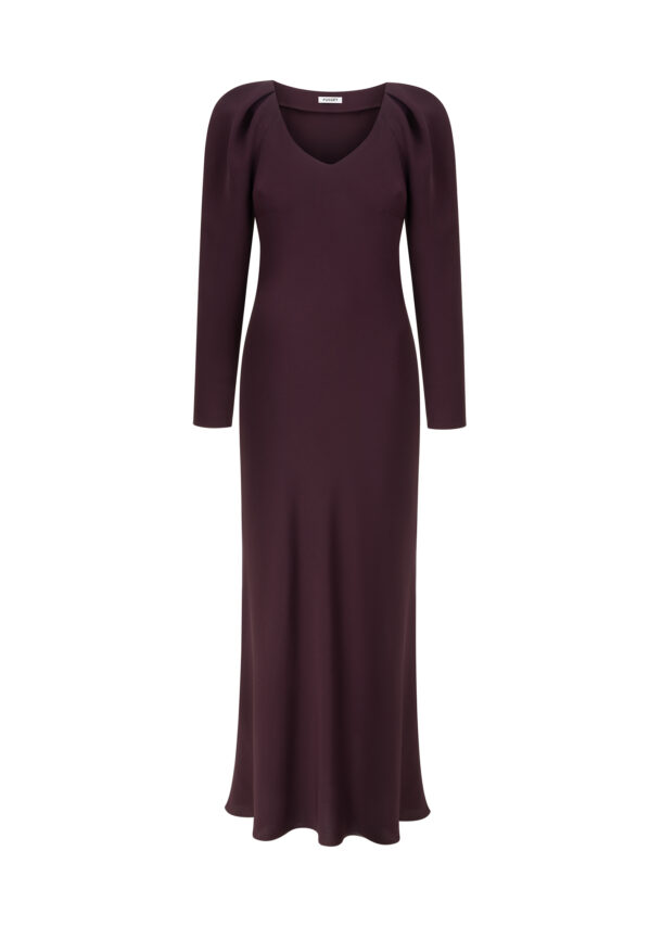 LYNN long dress in eggplant (purple).