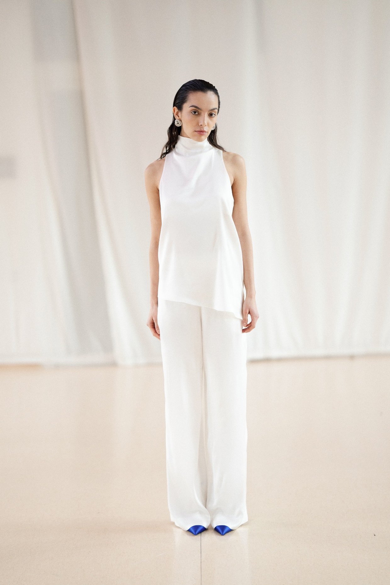 BED & BREAKFAST set with relaxed-fit pants and an ecru turtleneck top